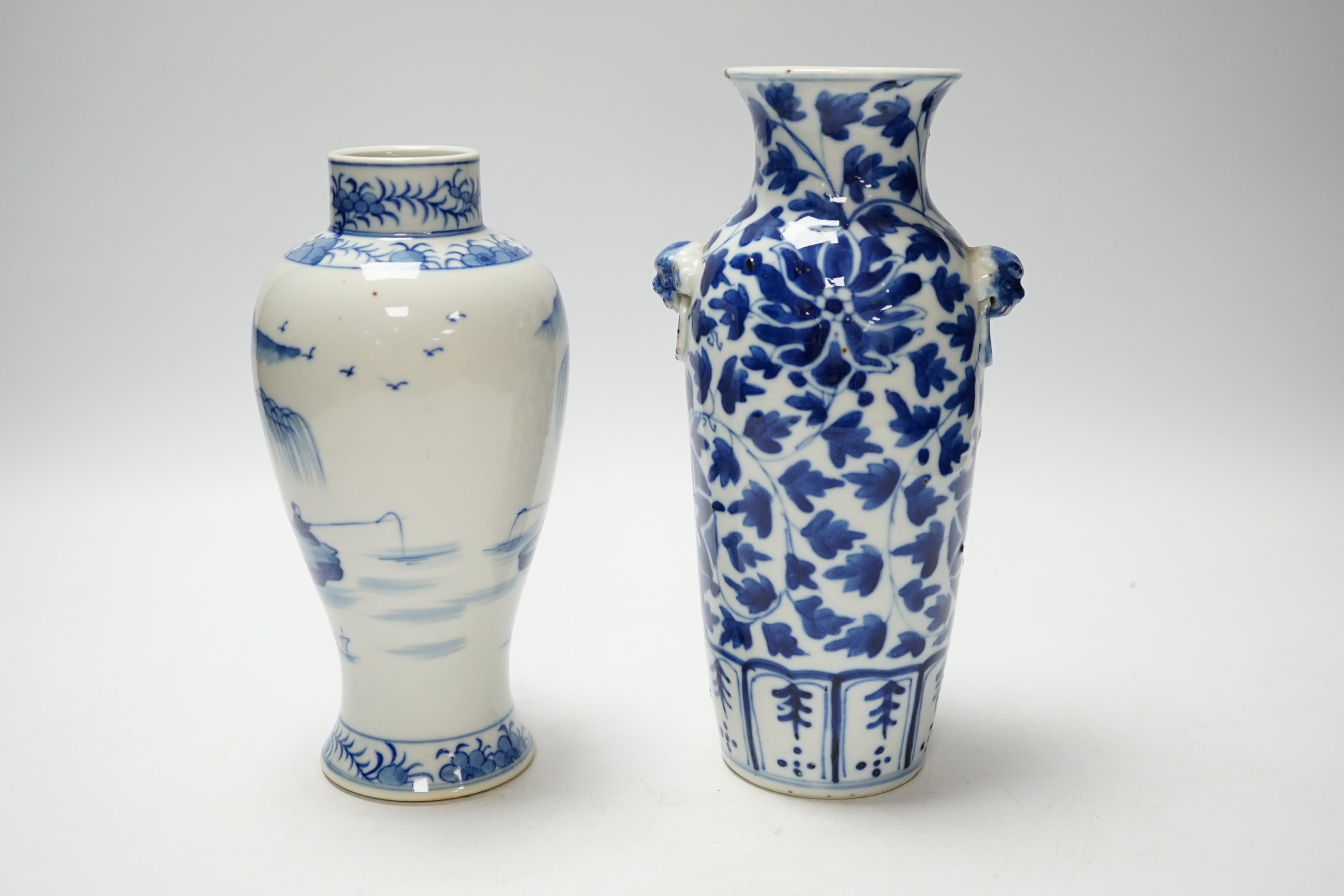 Two Chinese blue and white vases, tallest 20.5cm high